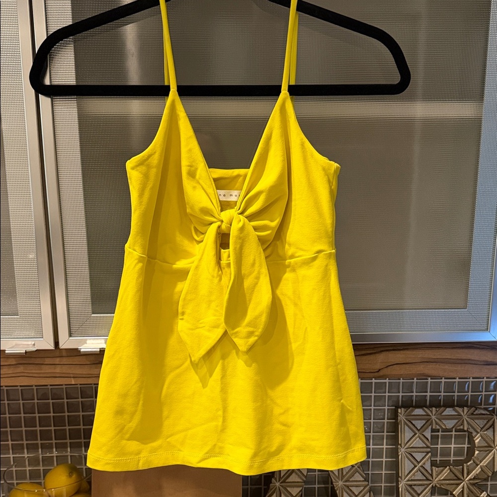Susana Monaco Tie Front Top, yellow, S